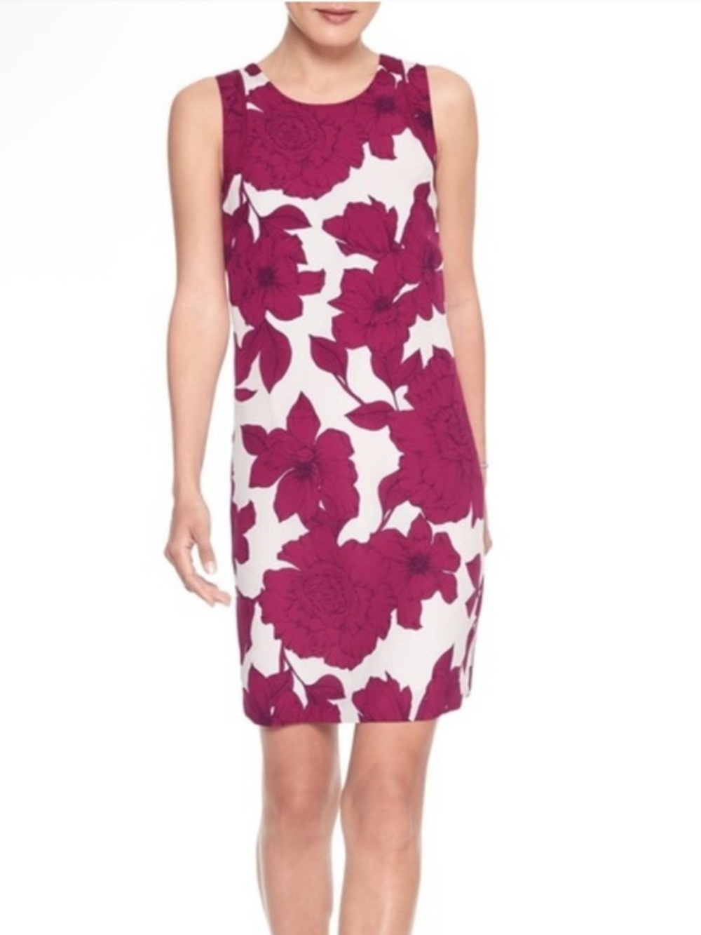 Banana republic pink and white floral sheath dress sleeveless